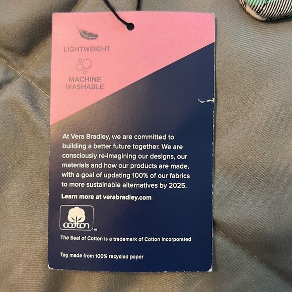 Vera Bradley ID/Money case, silver Key ring plastic window zipper closure - Picture 5 of 7